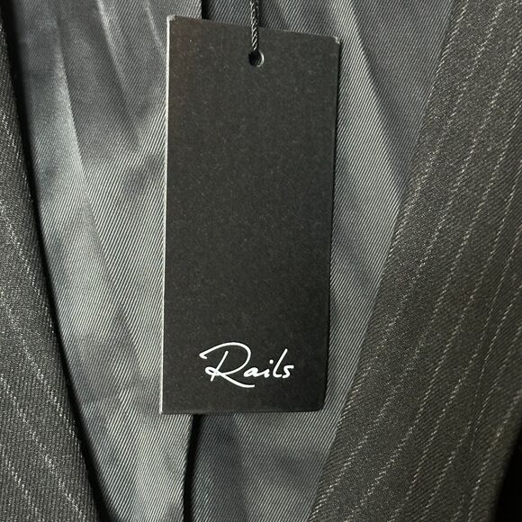 Rails Pinstriped Double Breasted Blazer Charcoal Women's XXL NWT Pockets Classic - Picture 11 of 13